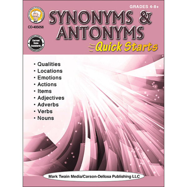 Mark Twain Media Synonyms + Antonyms Quick Starts Workbook, Grade 4-12, Paperback 405056